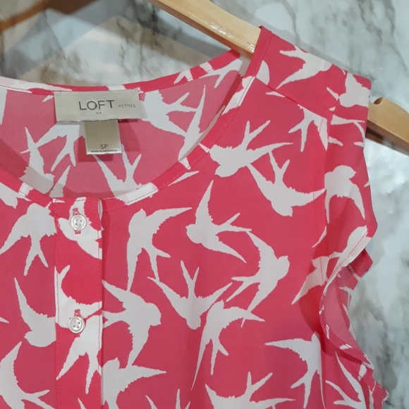 Loft outlet coral and white sparrow print popover - Picture 3 of 6